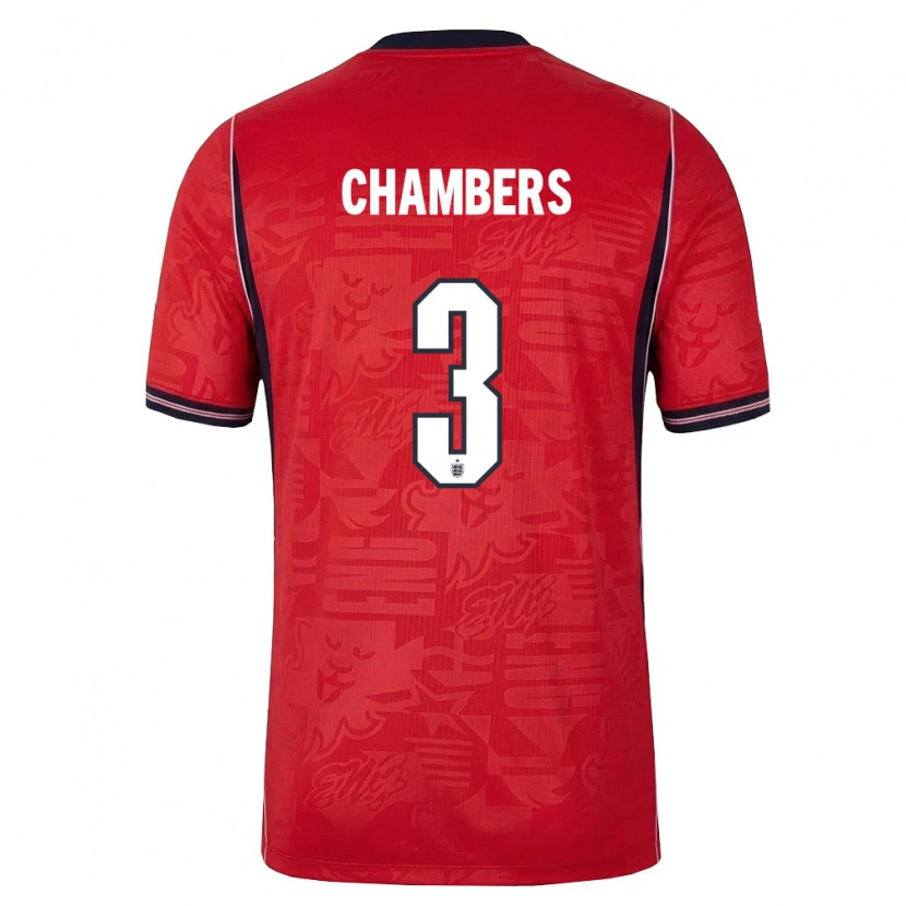 Danxen Män England Luke Chambers #3 Röd Marin Vit Bortatröja Matchtröjor 26-28 Tröjor T-Tröja