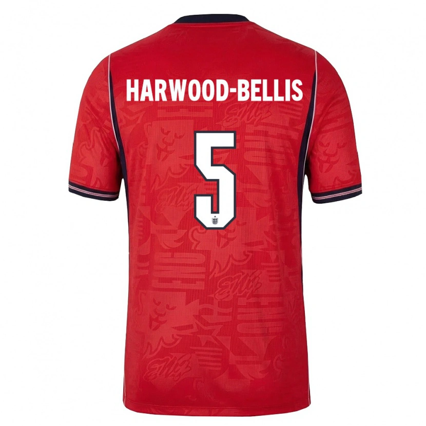 Danxen Män England Taylor Harwood Bellis #5 Röd Marin Vit Bortatröja Matchtröjor 26-28 Tröjor T-Tröja