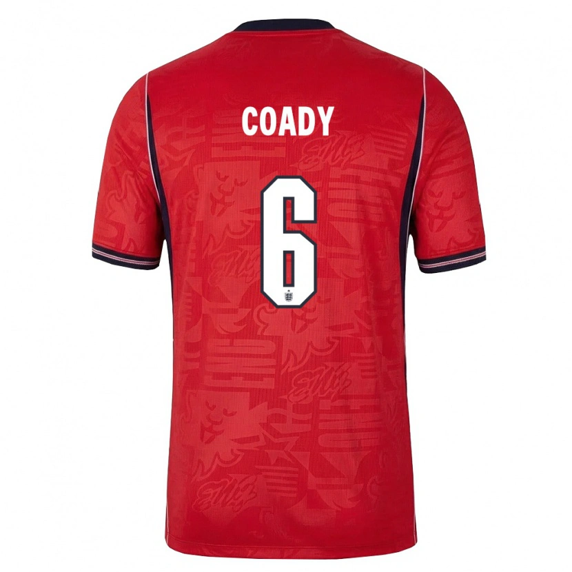 Danxen Män England Conor Coady #6 Röd Marin Vit Bortatröja Matchtröjor 26-28 Tröjor T-Tröja