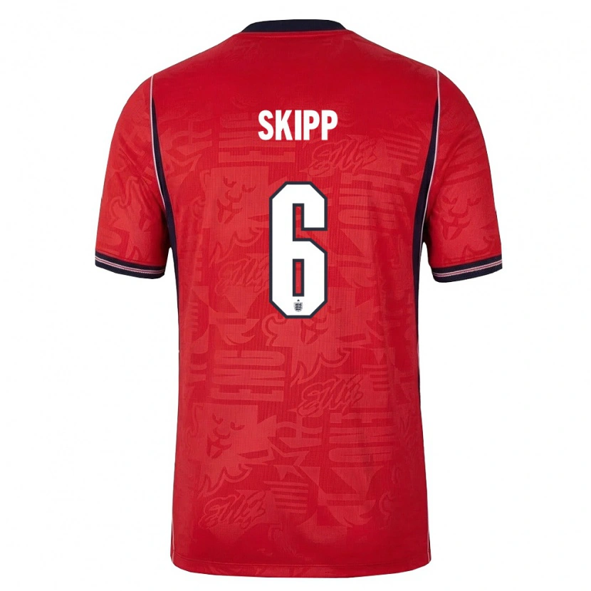 Danxen Män England Oliver Skipp #6 Röd Marin Vit Bortatröja Matchtröjor 26-28 Tröjor T-Tröja