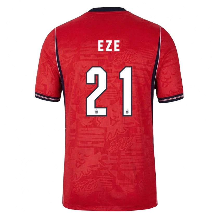 Danxen Män England Eberechi Eze #21 Röd Marin Vit Bortatröja Matchtröjor 26-28 Tröjor T-Tröja