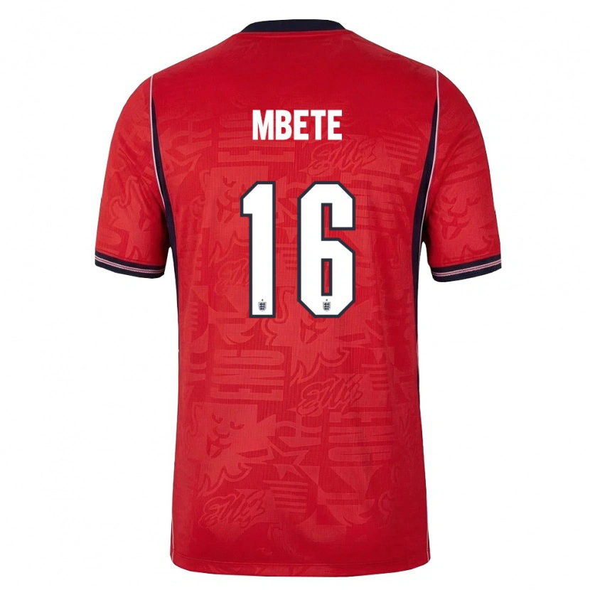 Danxen Män England Luke Mbete #16 Röd Marin Vit Bortatröja Matchtröjor 26-28 Tröjor T-Tröja