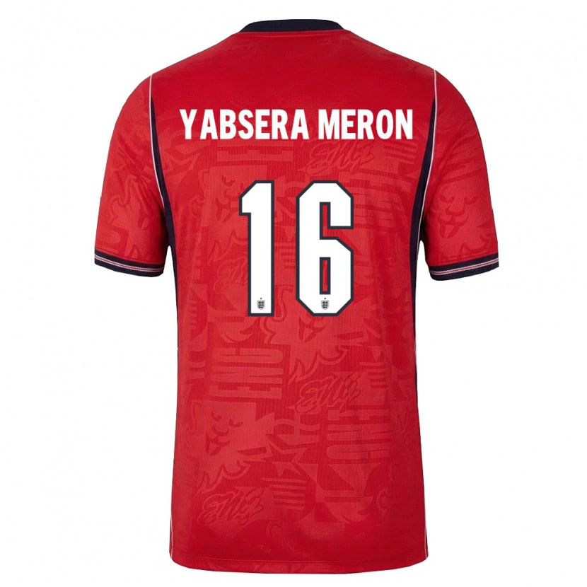 Danxen Män England Yabsera Meron #16 Röd Marin Vit Bortatröja Matchtröjor 26-28 Tröjor T-Tröja