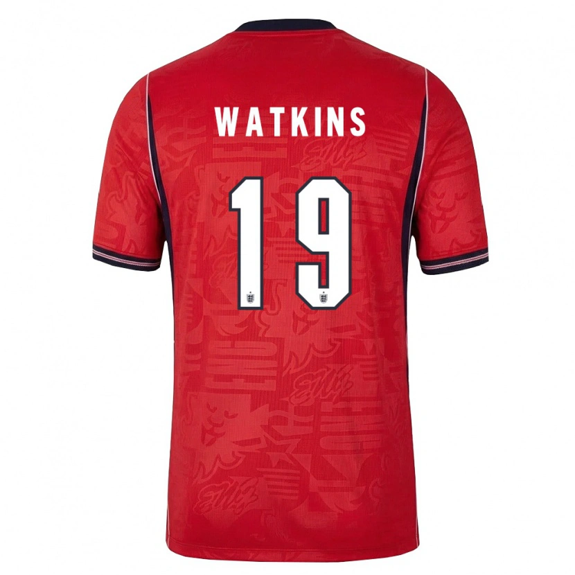Danxen Män England Ollie Watkins #19 Röd Marin Vit Bortatröja Matchtröjor 26-28 Tröjor T-Tröja