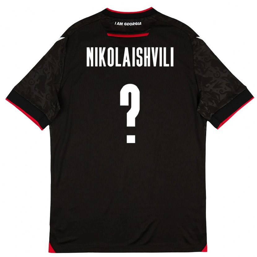 Danxen Män Georgia Giorgi Nikolaishvili #0 Svart Vit Röd Bortatröja Matchtröjor 26-28 Tröjor T-Tröja
