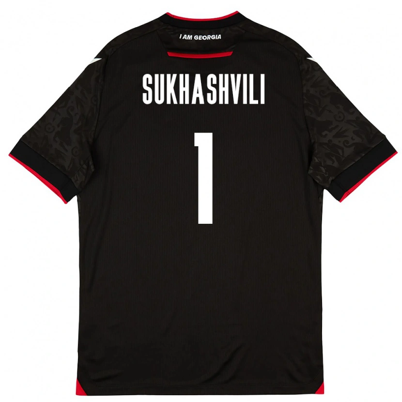 Danxen Män Georgia Teona Sukhashvili #1 Svart Vit Röd Bortatröja Matchtröjor 26-28 Tröjor T-Tröja