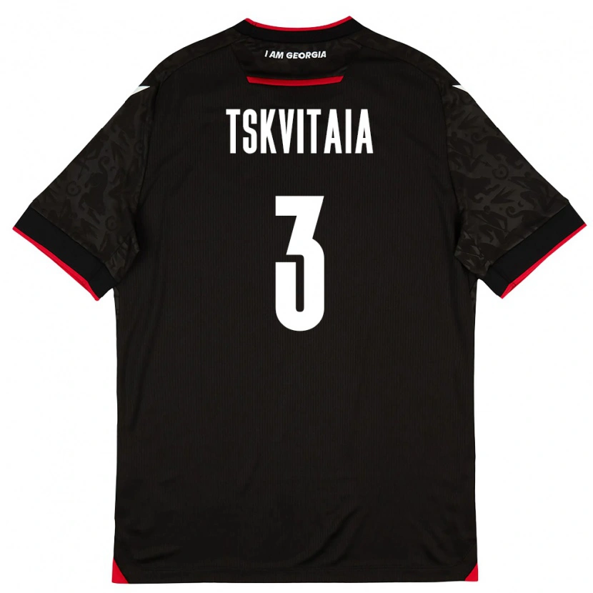 Danxen Män Georgia Davit Tskvitaia #3 Svart Vit Röd Bortatröja Matchtröjor 26-28 Tröjor T-Tröja