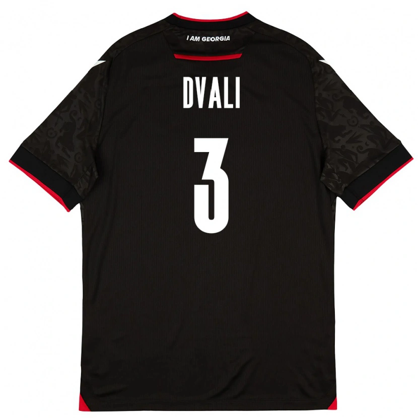 Danxen Män Georgia Lasha Dvali #3 Svart Vit Röd Bortatröja Matchtröjor 26-28 Tröjor T-Tröja