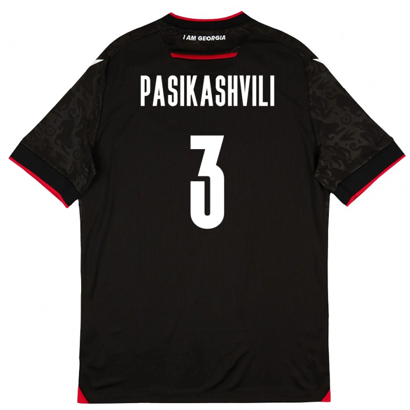 Danxen Män Georgia Nino Pasikashvili #3 Svart Vit Röd Bortatröja Matchtröjor 26-28 Tröjor T-Tröja