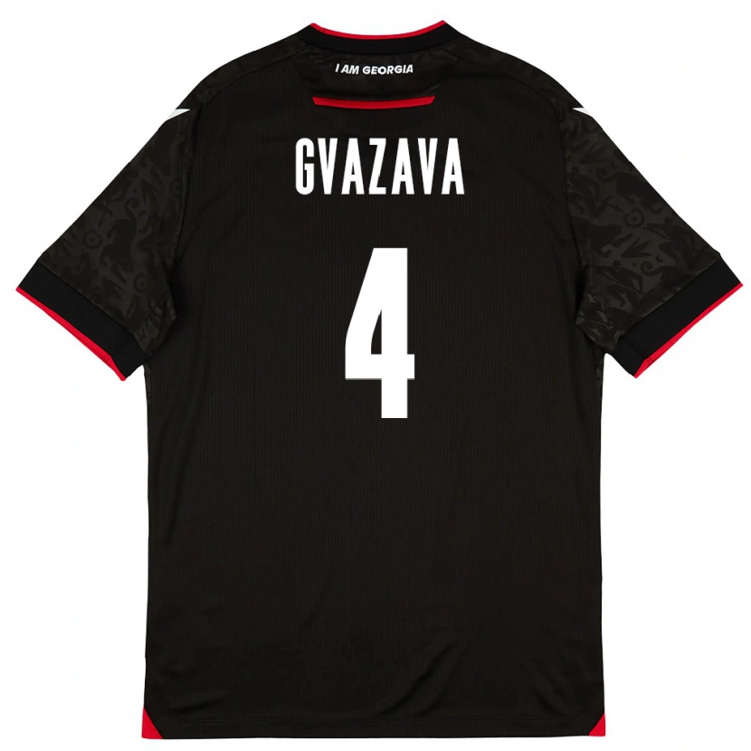 Danxen Män Georgia Nikoloz Gvazava #4 Svart Vit Röd Bortatröja Matchtröjor 26-28 Tröjor T-Tröja