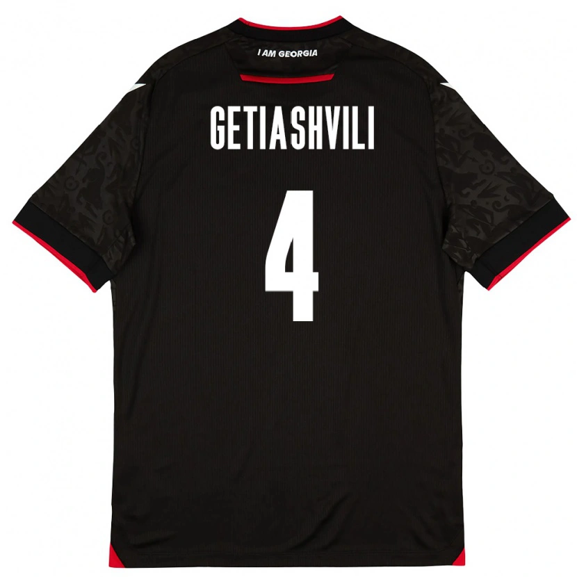 Danxen Män Georgia Alika Getiashvili #4 Svart Vit Röd Bortatröja Matchtröjor 26-28 Tröjor T-Tröja