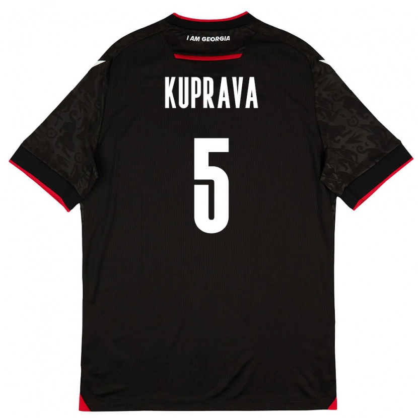 Danxen Män Georgia Luka Kuprava #5 Svart Vit Röd Bortatröja Matchtröjor 26-28 Tröjor T-Tröja