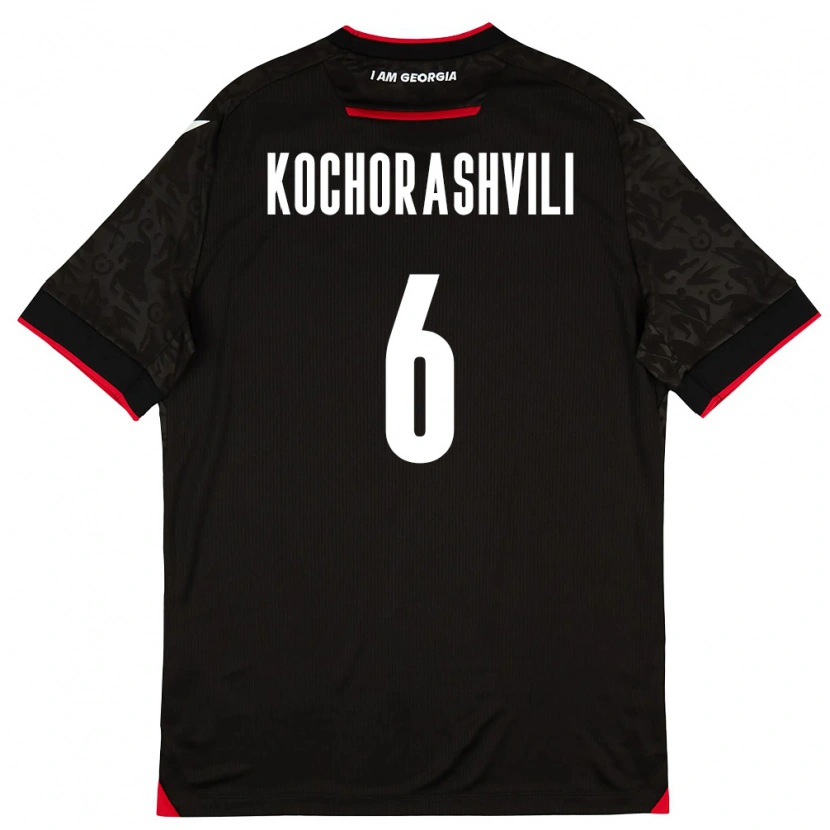 Danxen Män Georgia Giorgi Kochorashvili #6 Svart Vit Röd Bortatröja Matchtröjor 26-28 Tröjor T-Tröja
