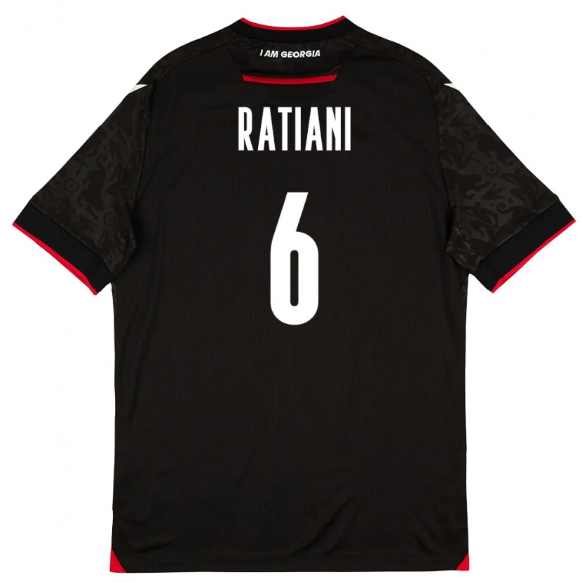 Danxen Män Georgia Sandro Ratiani #6 Svart Vit Röd Bortatröja Matchtröjor 26-28 Tröjor T-Tröja