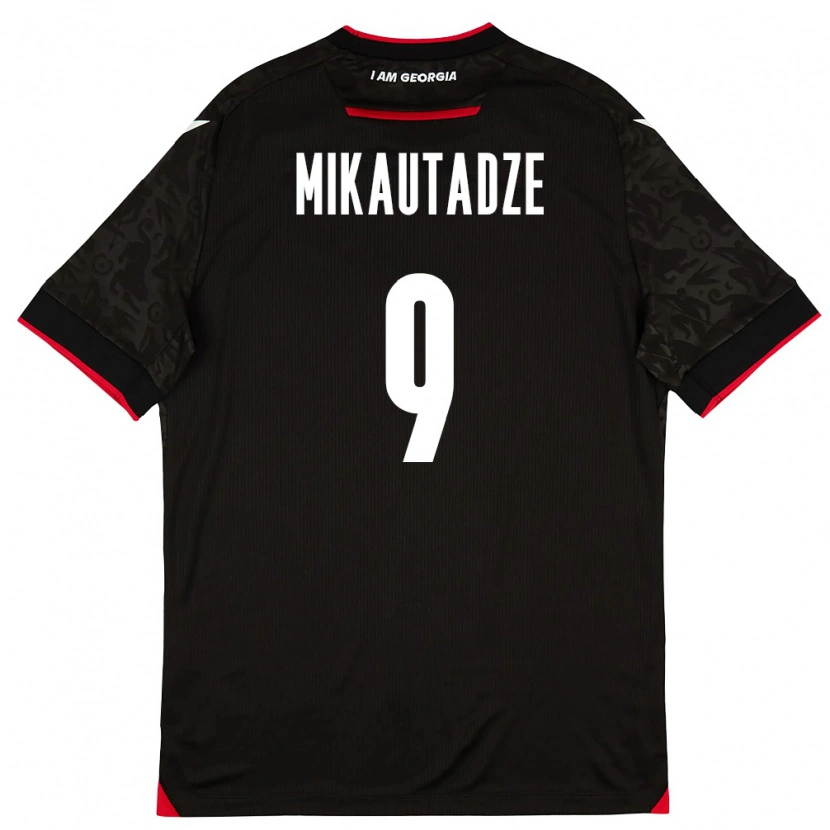 Danxen Män Georgia Sandro Mikautadze #9 Svart Vit Röd Bortatröja Matchtröjor 26-28 Tröjor T-Tröja