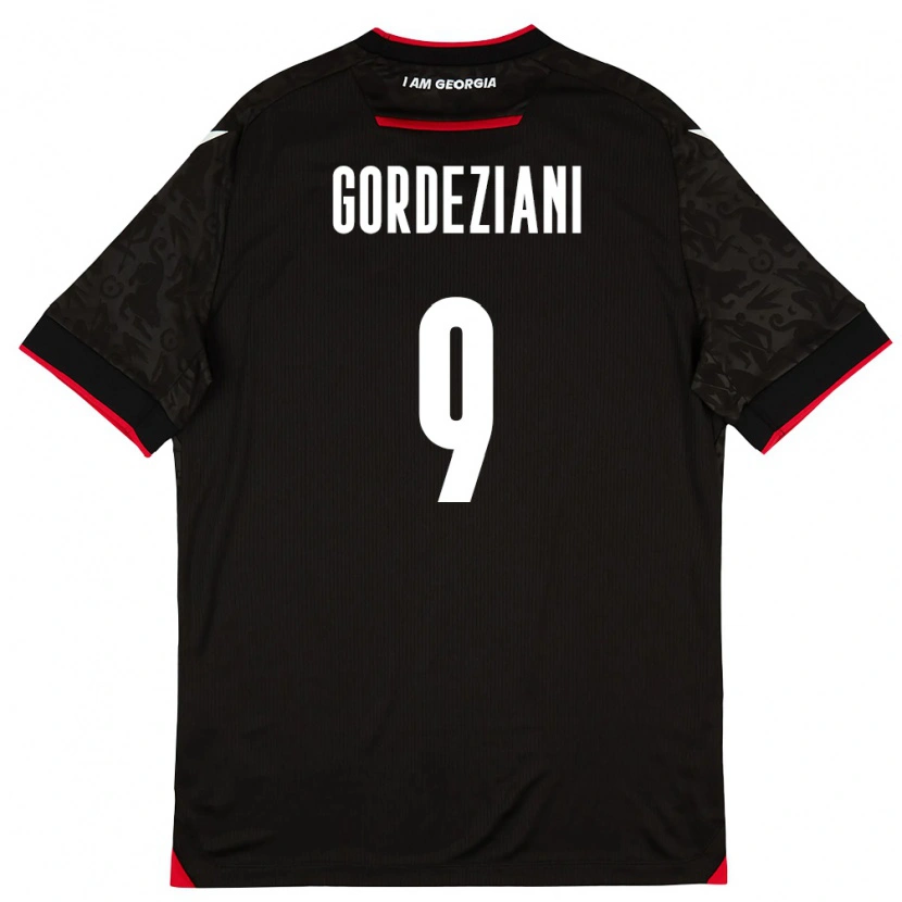 Danxen Män Georgia Vasilios Gordeziani #9 Svart Vit Röd Bortatröja Matchtröjor 26-28 Tröjor T-Tröja
