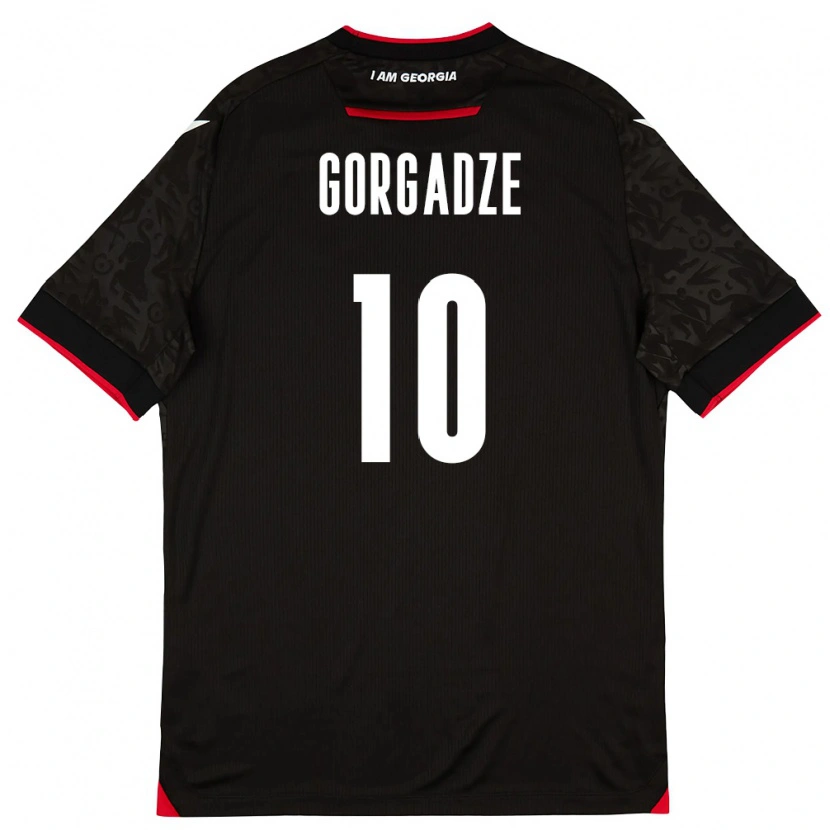 Danxen Män Georgia Giorgi Gorgadze #10 Svart Vit Röd Bortatröja Matchtröjor 26-28 Tröjor T-Tröja
