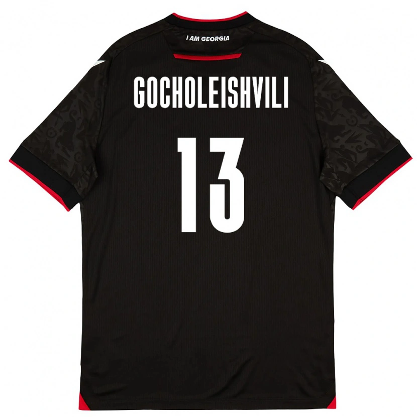 Danxen Män Georgia Giorgi Gocholeishvili #13 Svart Vit Röd Bortatröja Matchtröjor 26-28 Tröjor T-Tröja