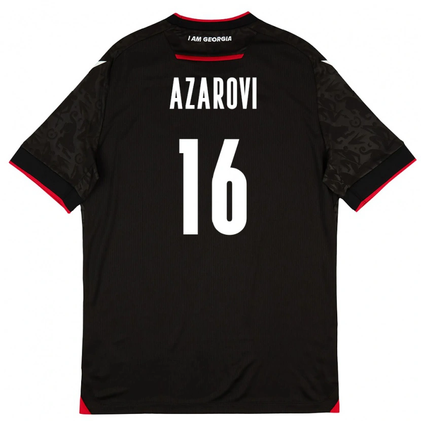 Danxen Män Georgia Irakli Azarovi #16 Svart Vit Röd Bortatröja Matchtröjor 26-28 Tröjor T-Tröja