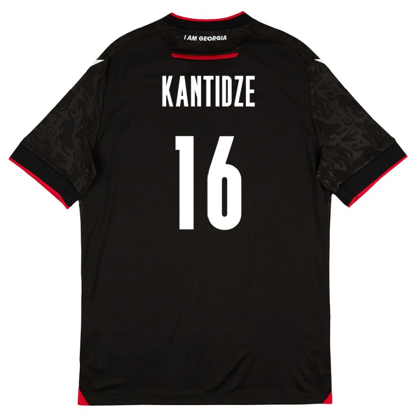 Danxen Män Georgia Nikoloz Kantidze #16 Svart Vit Röd Bortatröja Matchtröjor 26-28 Tröjor T-Tröja