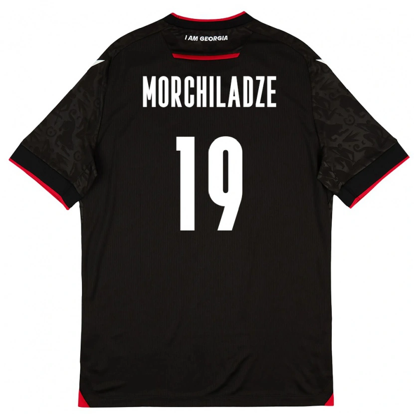Danxen Män Georgia Tornike Morchiladze #19 Svart Vit Röd Bortatröja Matchtröjor 26-28 Tröjor T-Tröja