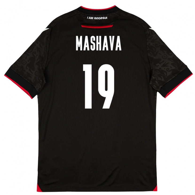 Danxen Män Georgia Avtandil Mashava #19 Svart Vit Röd Bortatröja Matchtröjor 26-28 Tröjor T-Tröja