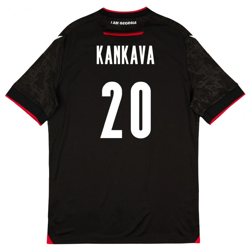 Danxen Män Georgia Jaba Kankava #20 Svart Vit Röd Bortatröja Matchtröjor 26-28 Tröjor T-Tröja