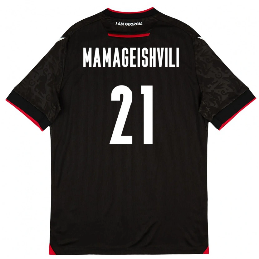 Danxen Män Georgia Otar Mamageishvili #21 Svart Vit Röd Bortatröja Matchtröjor 26-28 Tröjor T-Tröja