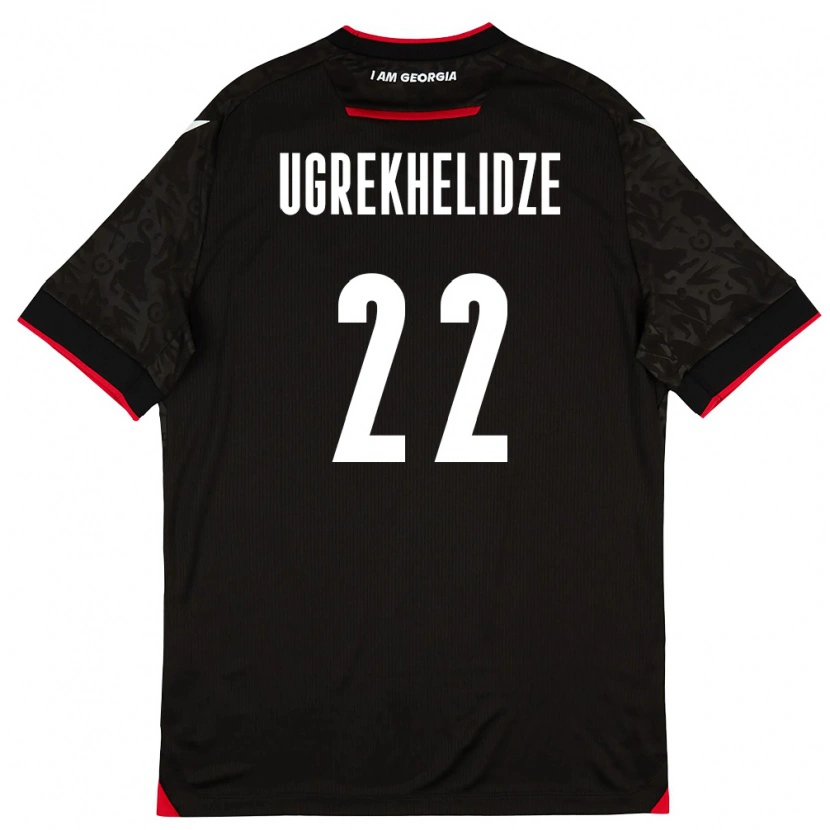 Danxen Män Georgia Nikoloz Ugrekhelidze #22 Svart Vit Röd Bortatröja Matchtröjor 26-28 Tröjor T-Tröja