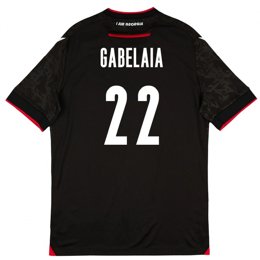 Danxen Män Georgia Svetalna Gabelaia #22 Svart Vit Röd Bortatröja Matchtröjor 26-28 Tröjor T-Tröja