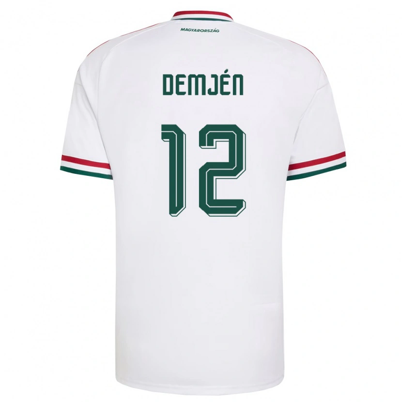 Danxen Män Ungern Patrik Demjén #12 Vit Röd Grön Bortatröja Matchtröjor 26-28 Tröjor T-Tröja