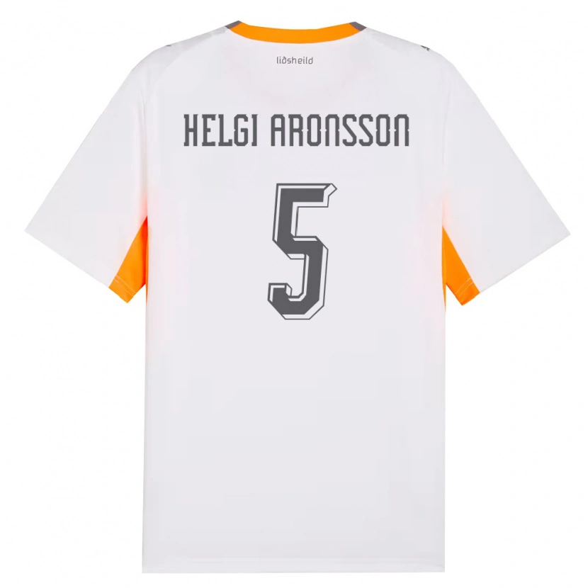 Danxen Män Island Davíd Helgi Aronsson #5 Vit Orange Grå Bortatröja Matchtröjor 26-28 Tröjor T-Tröja