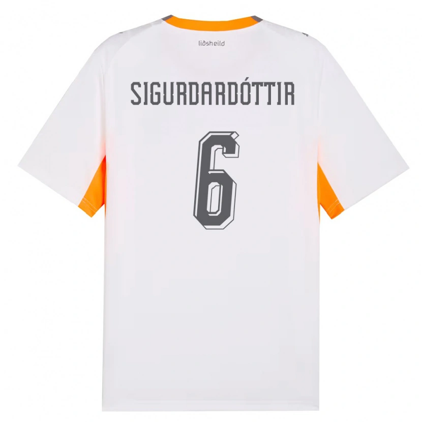 Danxen Män Island Ingibjörg Sigurðardóttir #6 Vit Orange Grå Bortatröja Matchtröjor 26-28 Tröjor T-Tröja