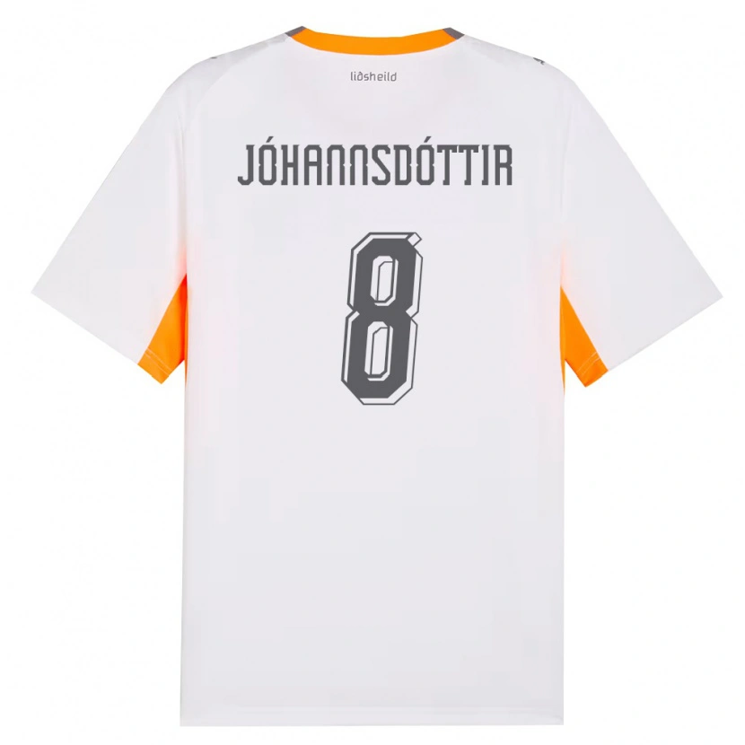 Danxen Män Island Alexandra Jóhannsdóttir #8 Vit Orange Grå Bortatröja Matchtröjor 26-28 Tröjor T-Tröja
