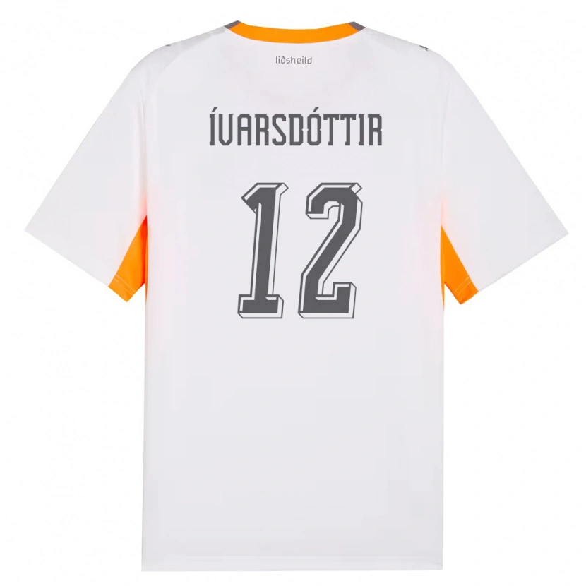 Danxen Män Island Telma Ívarsdóttir #12 Vit Orange Grå Bortatröja Matchtröjor 26-28 Tröjor T-Tröja