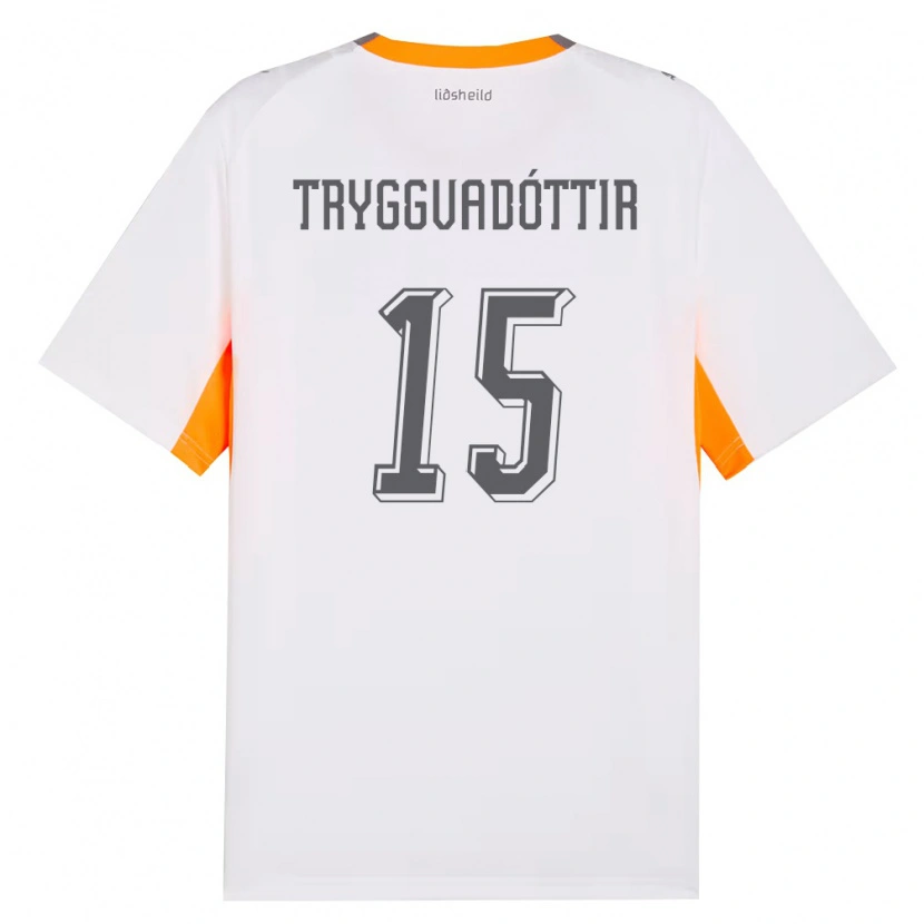 Danxen Män Island Katla Tryggvadóttir #15 Vit Orange Grå Bortatröja Matchtröjor 26-28 Tröjor T-Tröja
