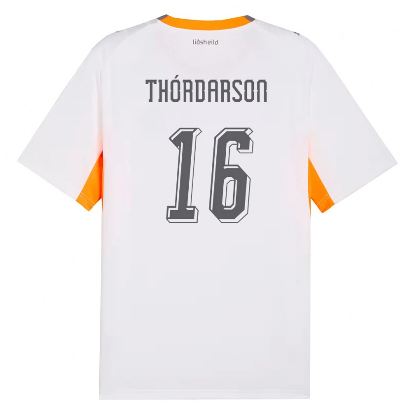 Danxen Män Island Gísli Thórdarson #16 Vit Orange Grå Bortatröja Matchtröjor 26-28 Tröjor T-Tröja