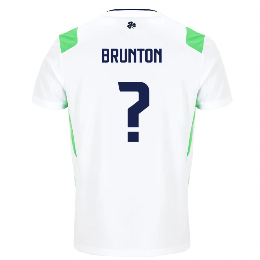 Danxen Män Irland Darragh Brunton #0 Vit Ljus Grön Bortatröja Matchtröjor 26-28 Tröjor T-Tröja