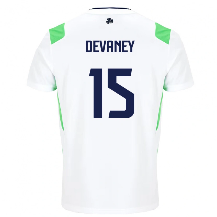 Danxen Män Irland Jacob Devaney #15 Vit Ljus Grön Bortatröja Matchtröjor 26-28 Tröjor T-Tröja
