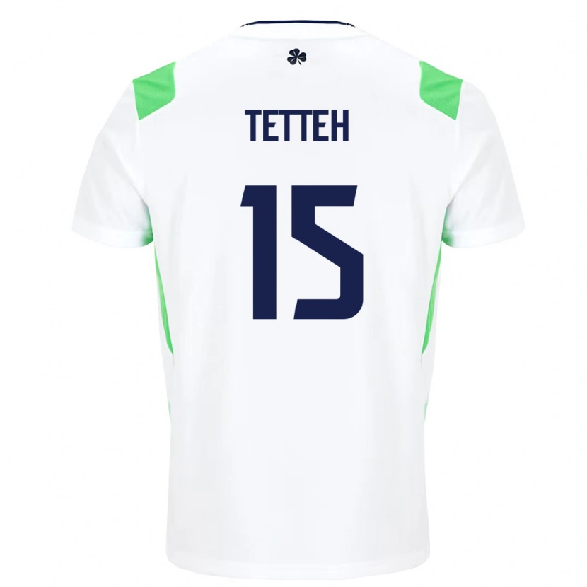 Danxen Män Irland Gideon Tetteh #15 Vit Ljus Grön Bortatröja Matchtröjor 26-28 Tröjor T-Tröja