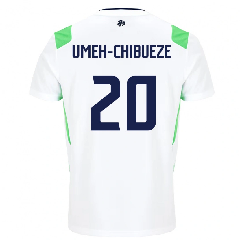 Danxen Män Irland Franco Umeh-Chibueze #20 Vit Ljus Grön Bortatröja Matchtröjor 26-28 Tröjor T-Tröja