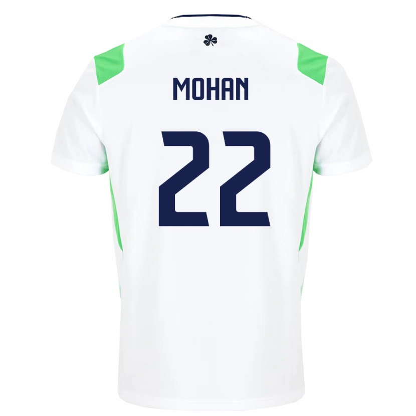 Danxen Män Irland Stephen Mohan #22 Vit Ljus Grön Bortatröja Matchtröjor 26-28 Tröjor T-Tröja