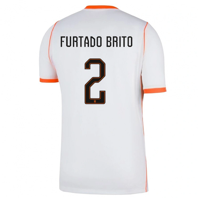 Danxen Män Nederländerna Dinaylo Furtado Brito #2 Vit Orange Bortatröja Matchtröjor 26-28 Tröjor T-Tröja