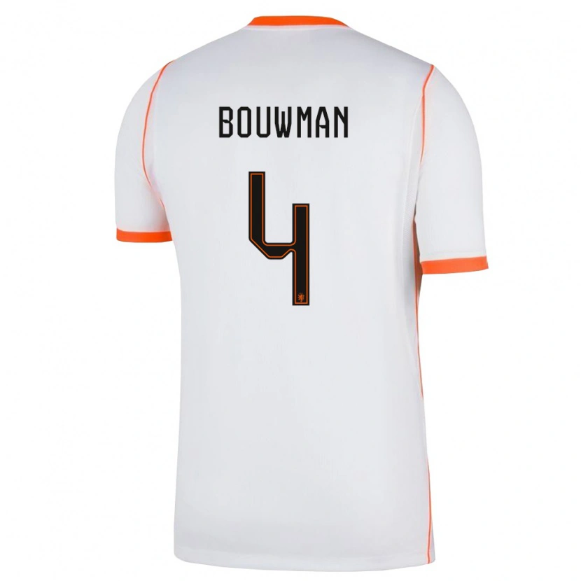 Danxen Män Nederländerna Aaron Bouwman #4 Vit Orange Bortatröja Matchtröjor 26-28 Tröjor T-Tröja
