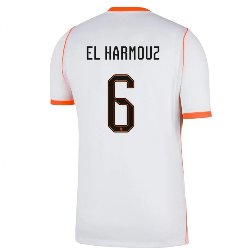 Danxen Män Nederländerna Nassim El Harmouz #6 Vit Orange Bortatröja Matchtröjor 26-28 Tröjor T-Tröja