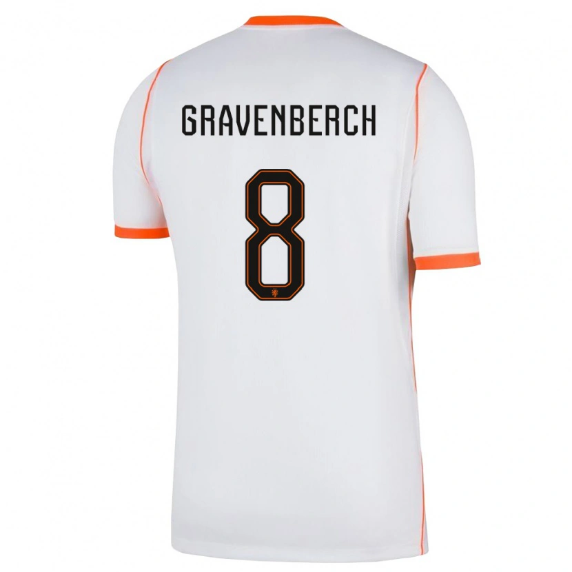 Danxen Män Nederländerna Ryan Gravenberch #8 Vit Orange Bortatröja Matchtröjor 26-28 Tröjor T-Tröja