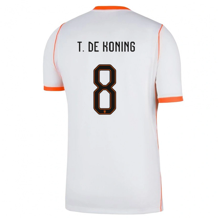 Danxen Män Nederländerna Tim De Koning #8 Vit Orange Bortatröja Matchtröjor 26-28 Tröjor T-Tröja