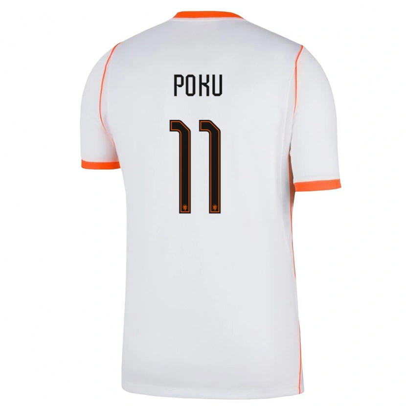 Danxen Män Nederländerna Ernest Poku #11 Vit Orange Bortatröja Matchtröjor 26-28 Tröjor T-Tröja