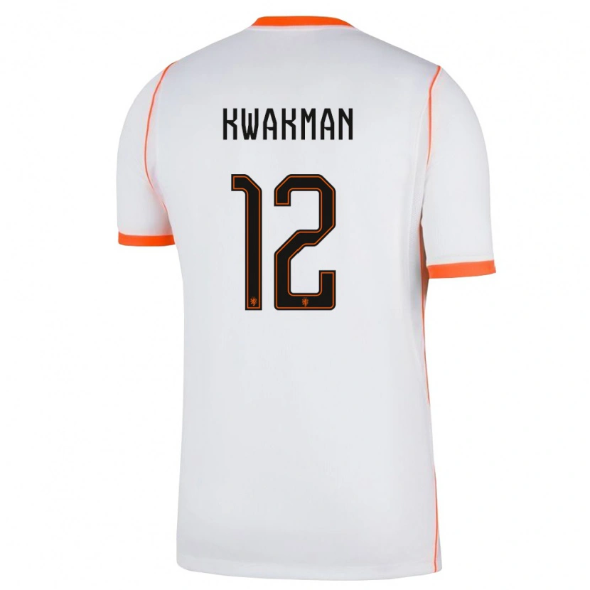 Danxen Män Nederländerna Dave Kwakman #12 Vit Orange Bortatröja Matchtröjor 26-28 Tröjor T-Tröja