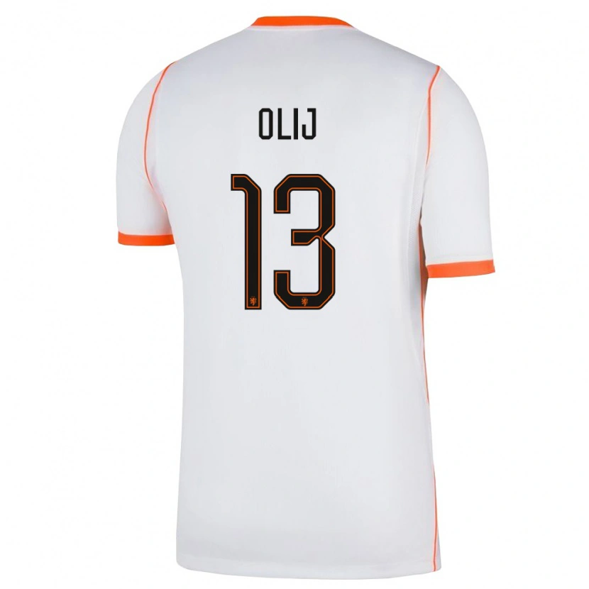 Danxen Män Nederländerna Nick Olij #13 Vit Orange Bortatröja Matchtröjor 26-28 Tröjor T-Tröja